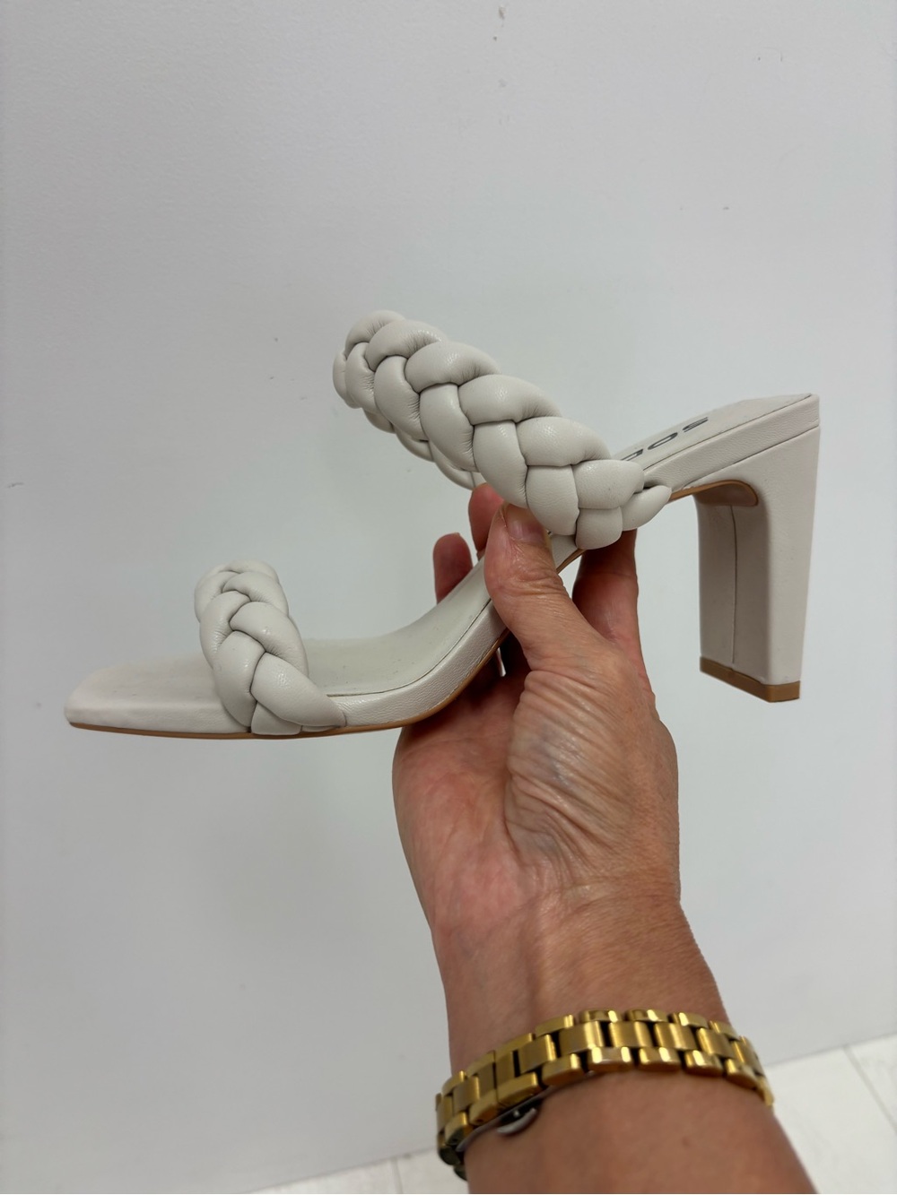 Braided Heel Sandal in Bone